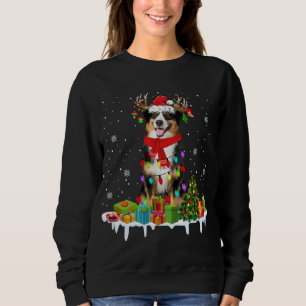 Xmas Australian Shepherd Christmas Lights Santa Re Sweatshirt