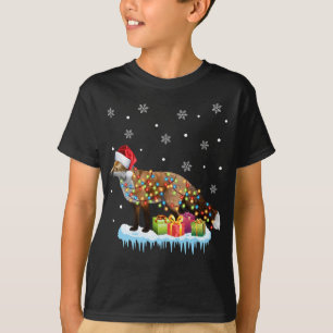 Xmas Australian Shepherd Christmas Lights Santa Re T-Shirt
