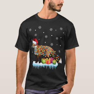 Xmas Australian Shepherd Christmas Lights Santa Re T-Shirt