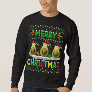Xmas Avocado Lighting Santa Hat Merry Christmas Av Sweatshirt