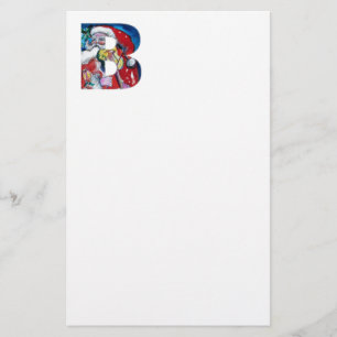 XMAS B LETTER /SANTA CLAUS WITH VIOLIN MONOGRAM STATIONERY