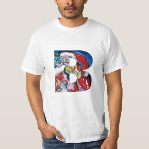 XMAS B LETTER /SANTA  CLAUS WITH VIOLIN MONOGRAM T-Shirt