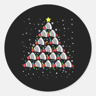 Xmas Badminton Player Shuttle Badminton Christmas  Classic Round Sticker