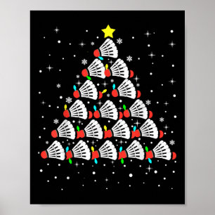 Xmas Badminton Player Shuttle Badminton Christmas Poster