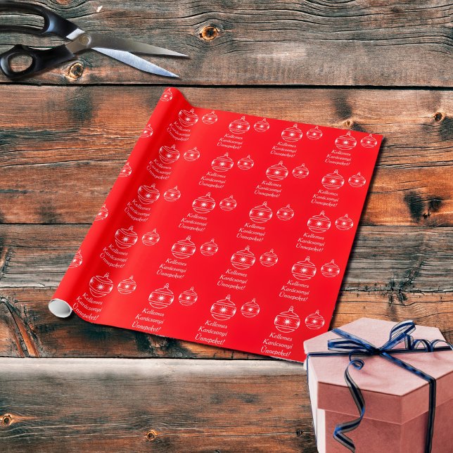 Xmas Balls - Happy Holidays in Hungarian Wrapping Paper (Creator Uploaded)