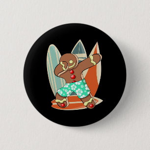 Xmas Beach Boy Dabbing Gingerbread Man Christmas I 6 Cm Round Badge