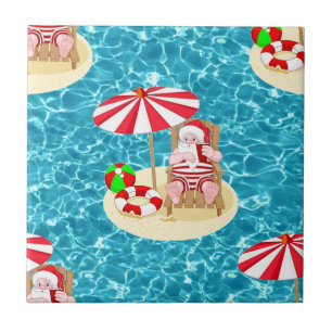 xmas beach santa claus ceramic tile