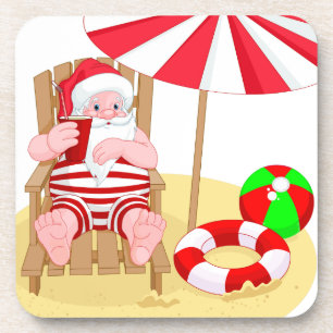 xmas beach santa claus coaster