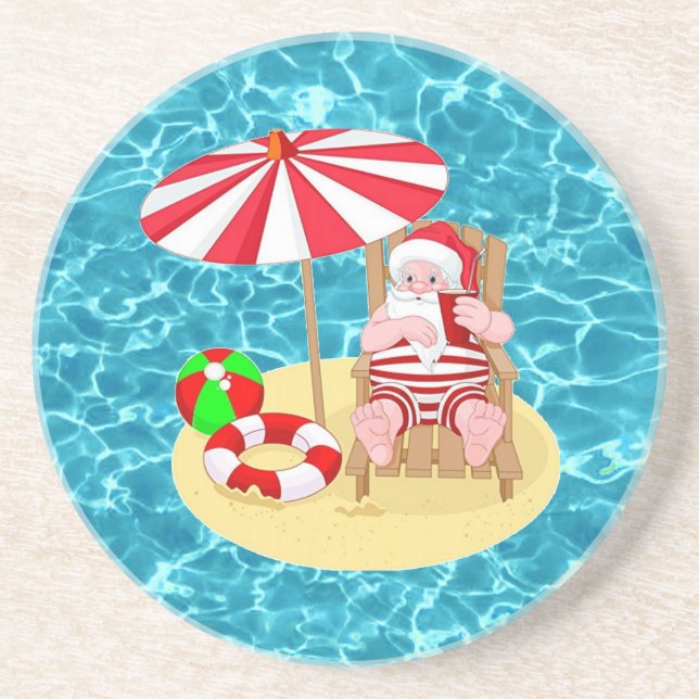 xmas beach santa claus coaster (Front)