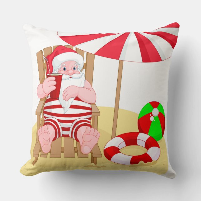 xmas beach santa claus cushion (Front)