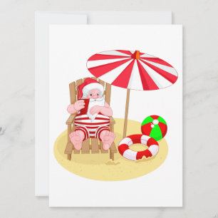 xmas beach santa claus holiday card