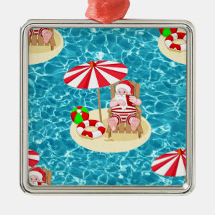 xmas beach santa claus metal tree decoration