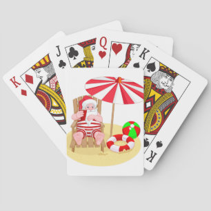 xmas beach santa claus playing cards