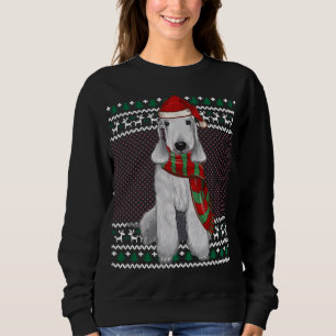 Xmas Bedlington Terrier Dog Santa Hat Ugly Christm Sweatshirt