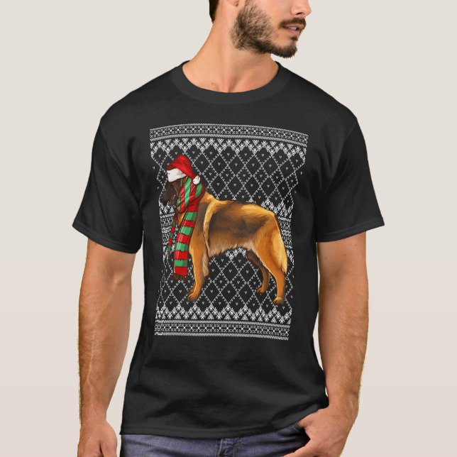 Xmas Belgian Tervuren Santa Claus Hat Ugly Christm T-Shirt (Front)