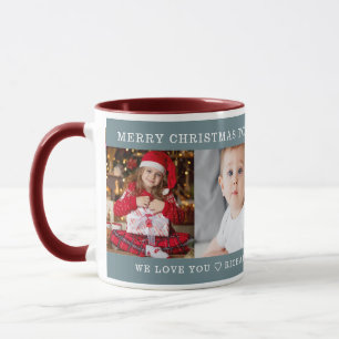 Xmas Best Grandpa Custom Photo Gift Maroon Mug