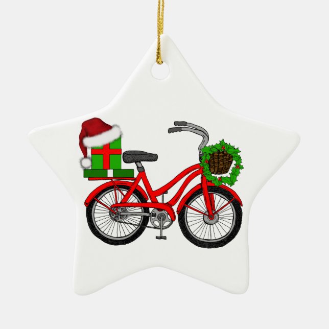 xmas bike ceramic ornament (Front)