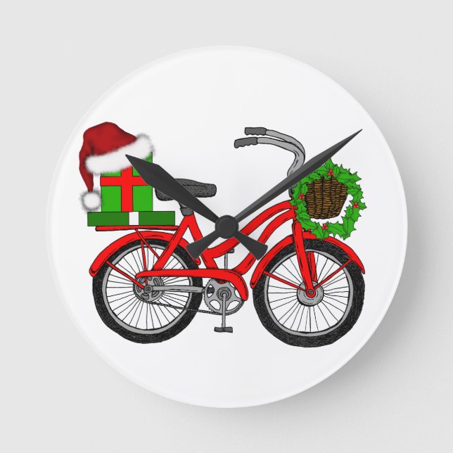 xmas bike round clock (Front)