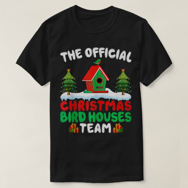 Xmas Bird Houses Team Birds Lover Bird Houses Chri T-Shirt (Design Front)