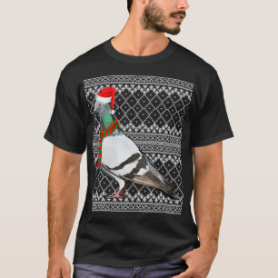 Xmas Bird Santa Hat Pigeon Ugly Christmas T-Shirt