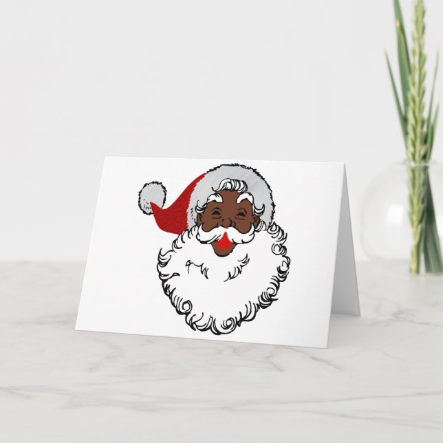 xmas black santa claus holiday card (Front)