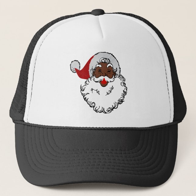xmas black santa claus trucker hat (Front)