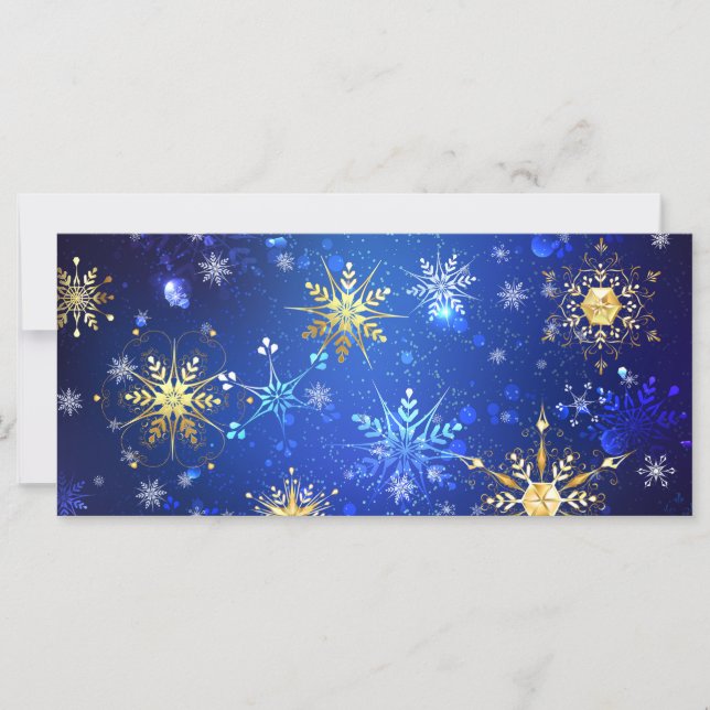 XMAS Blue Background with Golden Snowflakes (Front)