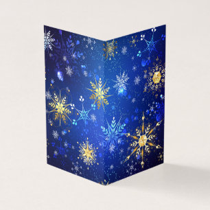 XMAS Blue Background with Golden Snowflakes