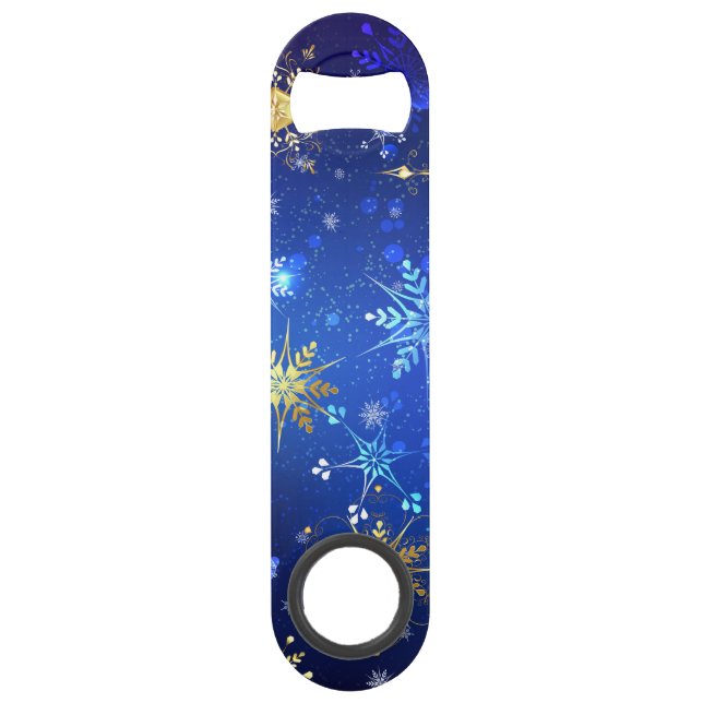 XMAS Blue Background with Golden Snowflakes (Front)