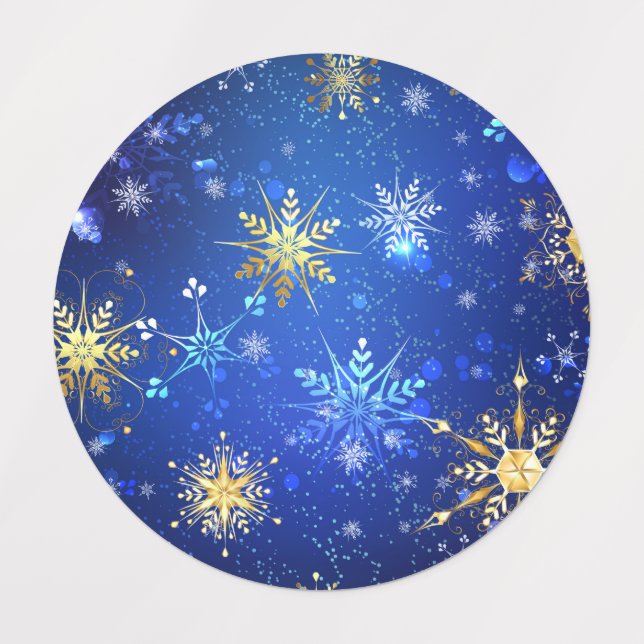 XMAS Blue Background with Golden Snowflakes (Design 1)