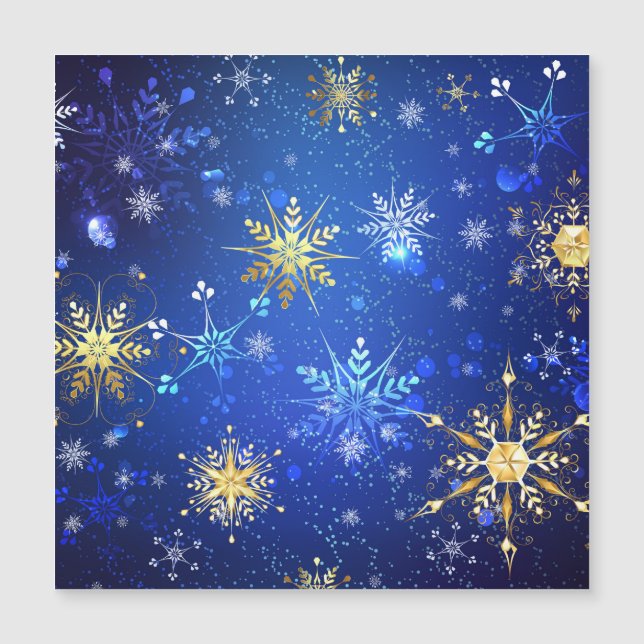 XMAS Blue Background with Golden Snowflakes (Front)