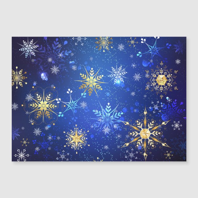 XMAS Blue Background with Golden Snowflakes (Front)