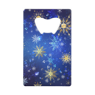 XMAS Blue Background with Golden Snowflakes