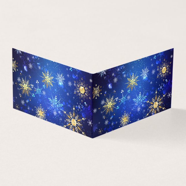 XMAS Blue Background with Golden Snowflakes (Outside)