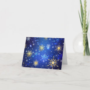 XMAS Blue Background with Golden Snowflakes Announcement