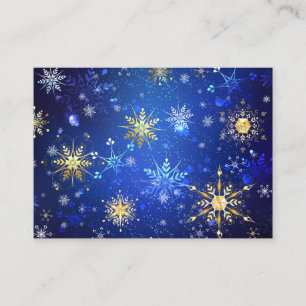 XMAS Blue Background with Golden Snowflakes Appointment Card