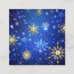 XMAS Blue Background with Golden Snowflakes Calling Card
