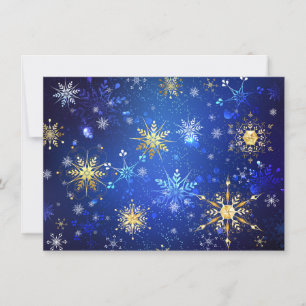 XMAS Blue Background with Golden Snowflakes Card