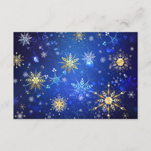 XMAS Blue Background with Golden Snowflakes Enclosure Card