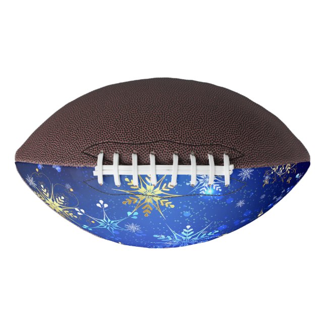 XMAS Blue Background with Golden Snowflakes Football (Front)