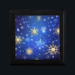 XMAS Blue Background with Golden Snowflakes Gift Box<br><div class="desc">Blue Christmas background with gold and white jewellery snowflakes. Golden snowflakes. XMAS.</div>