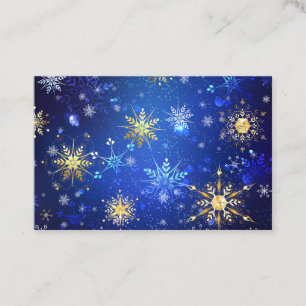 XMAS Blue Background with Golden Snowflakes Loyalty Card