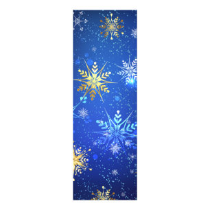XMAS Blue Background with Golden Snowflakes Photo Print