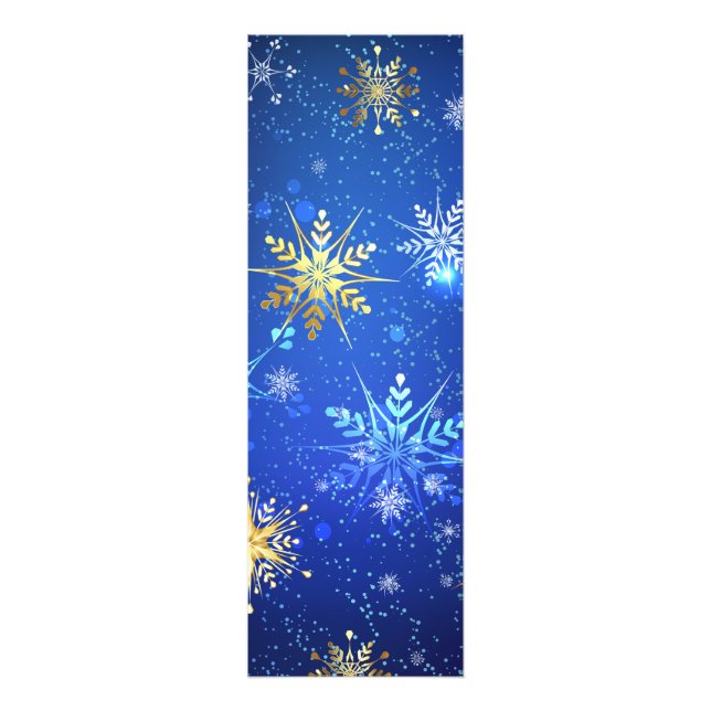 XMAS Blue Background with Golden Snowflakes Photo Print (Front)