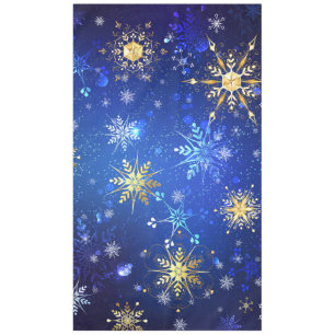 XMAS Blue Background with Golden Snowflakes Tablecloth