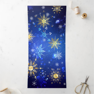 XMAS Blue Background with Golden Snowflakes Tri-Fold Programme