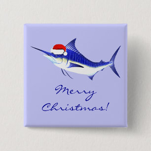 Xmas Blue Marlin 15 Cm Square Badge