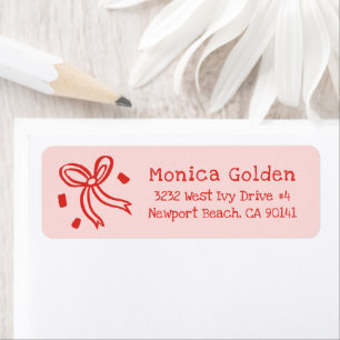 Xmas Bow Doodle CHRISTMAS Holiday Return Address Label