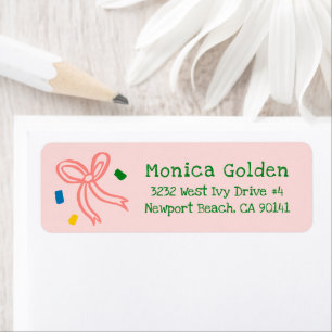 Xmas Bow Doodle CHRISTMAS Holiday Return Address Label