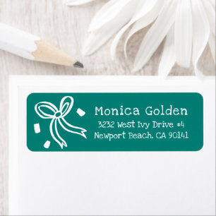 Xmas Bow Doodle CHRISTMAS Holiday Return Address Label